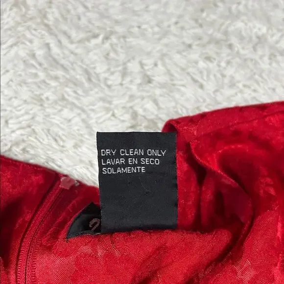 Vintage 90s Jamie Brooks cherry red Jacquard dress, size 6 - Picture 6 of 6